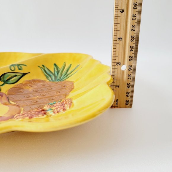 California Pottery Divided Platter, Yellow/Orange, Hand Painted Fruit Decor USA - Picture 10 of 10